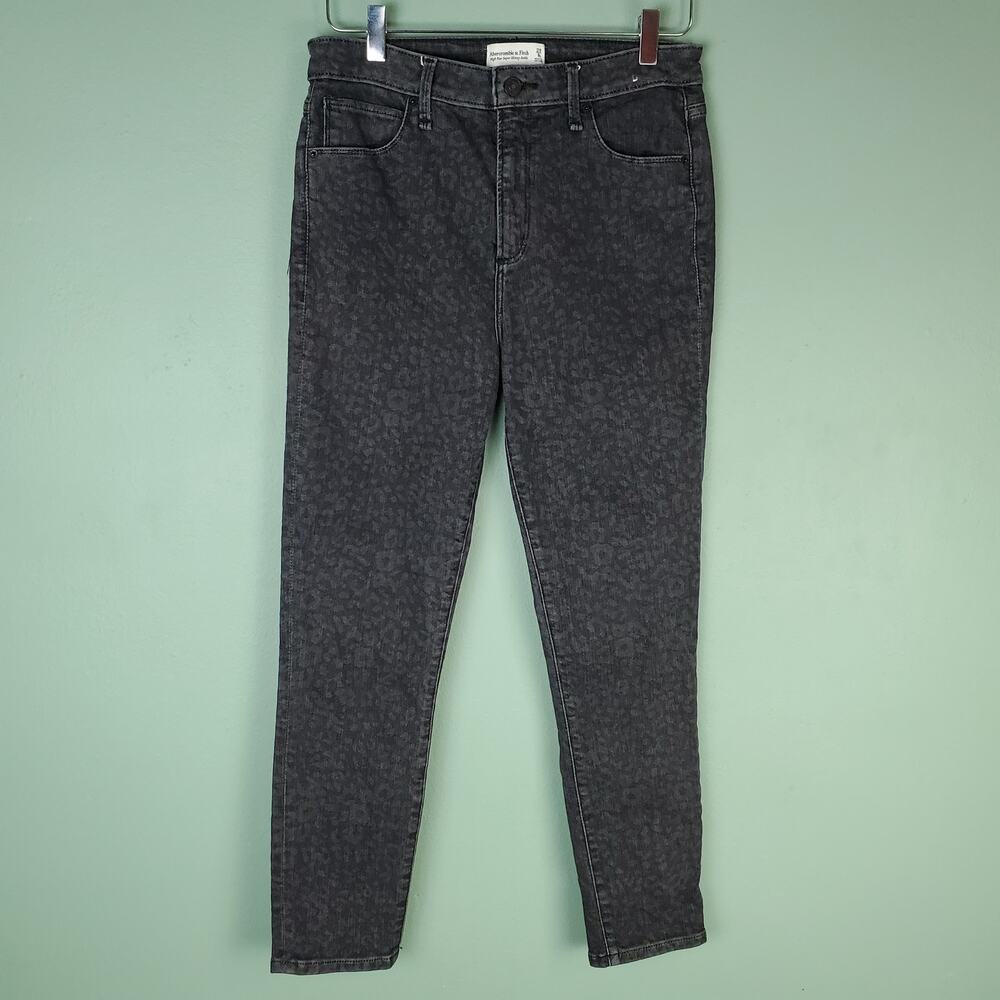 Abercrombie & Fitch Leopard High Rise Super Skinny Ankle Jeans Size 29 8